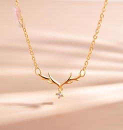 Pendant Necklaces Gold Plated Antler Fashion Simple Cubic Zirconia Charm Women039s Necklace Luxury Bride Engagement JewelryPend2294008