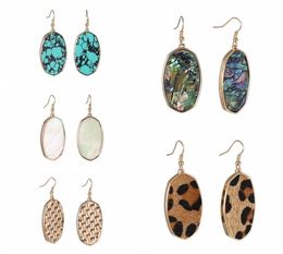 S935 Fashion Jewelry Oval Abalone Shell Earrings Leopard Dangle Earrings1280180