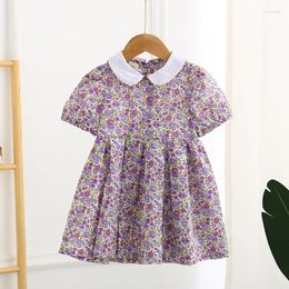 Girl Dresses Baby Dress Soft Cotton Plaid Print Lantern Sleeve Pastoral Style Children Spring Outdoor Travel Casual Skirts
