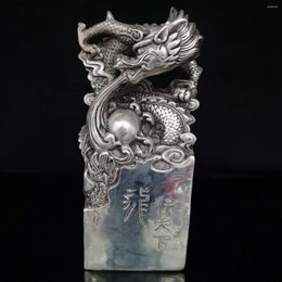 Decorative Figurines Chinese Elaboration Cupronickel Statue Auspicious Dragon Seal Metal Crafts Home Decoration Collect And