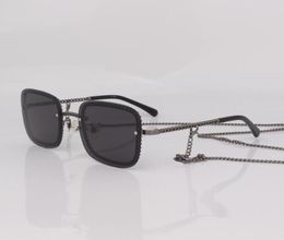 Sunglasses Metal Chain Frame Square With Removable Single Hanging2788284