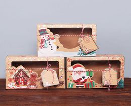 Gift Wrap 12pcs European Style Kraft Paper Box Large Christmas Candy Pvc Window Biscuit4254122