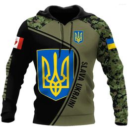 Men's Hoodies Canada Ukraine Camouflage 3D Hoodie Retro Flag Youth Army Veterans Clothing Oversized Harajuku Tops