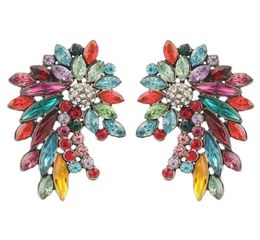 Stud Fashion Exaggerated Colourful Rhinestone Hollow Flower Earrings For Women Big Ear Jewelry4176134