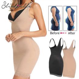 Women's Shapers Full Slip Shapewear for Women Under Dresses Smooth Tummy Control Waist Trainer Body Shaper Slips Lingerie Strap Cami Dress Y240429