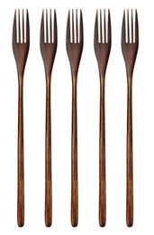 Wooden Forks 5 Pieces Ecofriendly Japanese Wood Salad Dinner Fork Tableware Dinnerware for Kids Adult 5 Pieces No Rope Wooden9747814