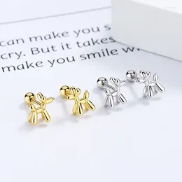 Stud Earrings Delicate Cute Pet Dog Simple 18K Gold Plated Stainless Steel Balloon Puppy Post For Girls Trendy Gift