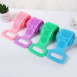 Bath Tools Accessories 1 silicone body scrubber shower brush exfoliating with back cleaning bathroom accessories Q2404301