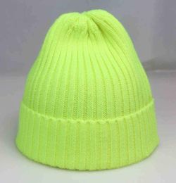 Bright Plain Knit Beanie Winter Women039s Hats Blank Crochet Striped Skullies Cap Neon Yellow Pink Grey White Y211112374858