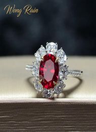 Wong Rain Vintage 100 925 Sterling Silver Created Moissanite Ruby Gemstone Wedding Engagement Ring Fine Jewellery Gift Whole Y11905355