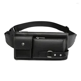 Waist Bags Men Packs Fanny Bum Phone Multifunction Man PU Leather Travel Belt Bag Chest Fashion Crossbody Shoulder