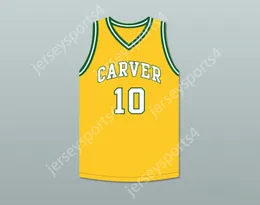 CUSTOM NAY Name Mens Youth/Kids TIM HARDAWAY 10 CARVER MILITARY ACADEMY CHALLENGERS YELLOW GOLD BASKETBALL JERSEY 1 TOP Stitched S-6XL