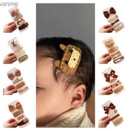 Hair Accessories 2 pieces/batch Koren 2024 new childrens hair clip girl bear hair heart-shaped star hair female cute baby hair accessories fashion WX