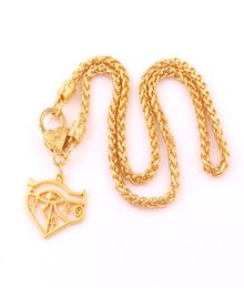 Gold Plated Egyptian Eye Of Horus Hieroglyph Charms Pendent Religious Necklace1955530