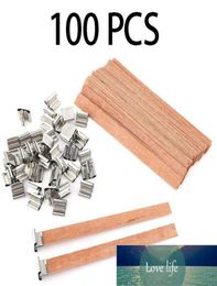 100Pcs 13cm Wood Candle Wicks with Iron Stand DIY Natural Cores for Birthday Party Valentine039s Day Candle Accessories6209394