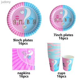 Disposable Plastic Tableware Gender Revealing Disposable Tableware Set for Boys or Girls Baby Shower Party Decoration Pink WX