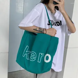 Shopping Bags Women Canvas Bag Kero Letters Print Shoulder Female Cotton Cloth Handbag Eco Tote Reusable Grocery Shopper 2024