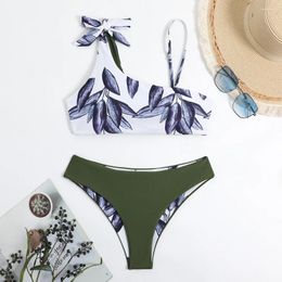 Women's Swimwear 2024 Asymmetric Print String Two Piece Bikini Set Women Female Swimsuit Bathers Bathing Swimming Suit Beachwear Summer