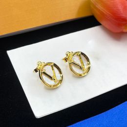 Gold Ear Stud Earrings Women Classic Gold Earring Jewellery Designer Hoop Earing for Women Gold Diamonds Earings Lady Exquisite Ear 2404305YS