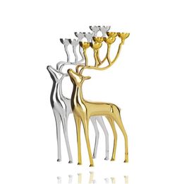 Sliver Gold Elk Candleholder Deer Tea Light Holder Matching Ball Candle Wedding Gift Home Decor Chirstmas Decoration DEC2201231639