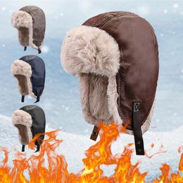 Berets Autumn And Winter Thick Warm Lei Feng Hat Female Couple With Velvet Ear Riding Cold Pilot