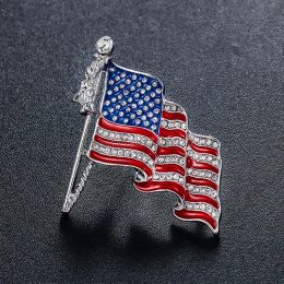 2024 Vintage Crystal Flag Brooch Pins Diamond Brooches for Women Universal