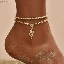 Anklets VAGZEB Bohemian Snake Summer Womens Ankle Set Leg Chain Womens Barefoot Jewelry Beach Accessories WX