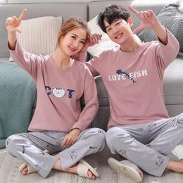 Women's Sleepwear Cotton Lovers Pyjamas Sets Cartoon Couple Men Home Clothes Short Sleeve Woman Nightgowns Indoor Clothing Pyjamas Women