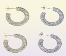 Hoop Earrings Full Iced Out Bling CZ Chunky Hoops Micro Pave Cubic Zirconia Sparking Geometric Round Circle Earring14753269174321