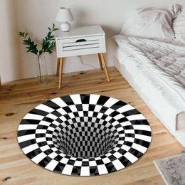 Carpets 47in Area Swirl Carpet Anti-Skid Black Hole Stereo Circular Blanket For Dinning Room Coffee Table Bedroom Home Decoration