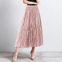 Skirts Western For Women Mid Length Skirt Dance Party A Line High Waisted Pleated Holiday Faux Leather