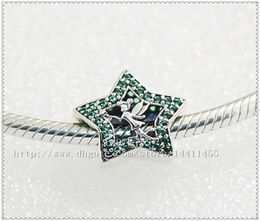 New 925 Sterling Silver Tinker Bell Star Charm Bead with Teal Cz Fits European Style Jewellery Bracelets Necklace Pendants6496485