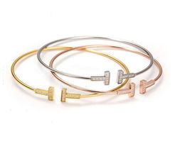 Stainless steel top design selling bracelet jewelry zircon stainless steel crystal zircon double T ladies bracelet 165cm8297867