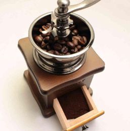 Coffee Grinder Manual Wooden Grinding Machine Ceramics Core Handmade Retro Style Mills Kitchen Tool 1 PCS mills1399439