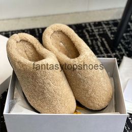 The Row Lamb Platform TR Luxury women shoes Fluffy designer fur slipper Slide Mules Trend Shearling sandals Winter wool warm shoes Snow Booties Scuffs outdoor With bo