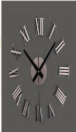 Vintage wood texture 3D Roman numeral clockhome decoration wall watchwood sticker home decor 4043274