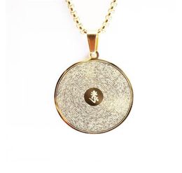 Titanium Steel Buddhism Gold Round Pendant Necklace Faith Men Women Supplies Sanskrit Shurangama Mantra Amulet Jewelry1308608