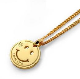 Fashion Charm Men Women Smiling Face Pendant Necklaces Design 70cm Long Chain Love Life Jewelry Mens Necklace Gift7703362