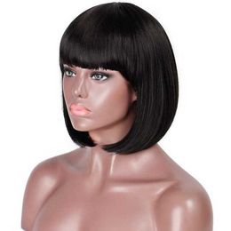 high short bob wave female hair wigs chemical fiber Xuchang temperature Aisi silk wig set