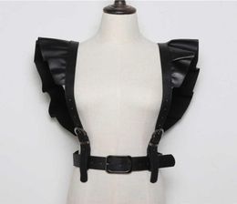 Pu Leather Black Buckle Ruffles Split Joint Wide Belt Personality Women New Fashion Tide Allmatch Spring 20217110098