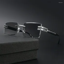 Sunglasses Retro Rimless For Men Women Luxury Punk Frameless Rectangle Cutting Sun Glasses Business Outdoor Shades UV400