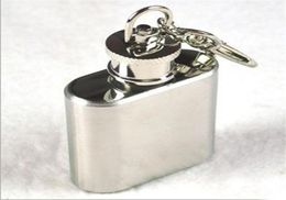 1oz stainless steel mini hip flask with keychain Portable party outdoor wine bottle with Key chains 9489686