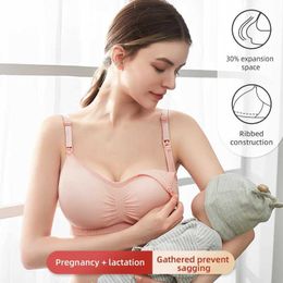 Bras High quality plus size nursing bra breathable womens bra underwear seamless pregnant woman bra push ups Y240426