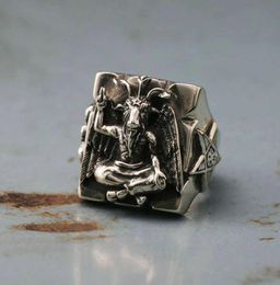 Gothic Baphomet Ring Stainless Steel Ring Seal of Satan Pentagram Sigil Illuminati Rings Jewellery Gifts for him6111366