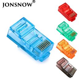 2050100PCS RJ45 Ethernet Cables Module Plug Network Connector RJ-45 Crystal Heads Cat5 Colour Cat5e Gold Plated Cable 240430