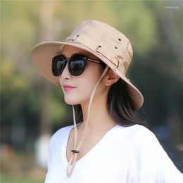 Berets Unisex Summer Sunscreen Wide Brim Bucket Hats Women Men UV Protection Waterproof Panama Caps Hunting Sun Fisherman Hat