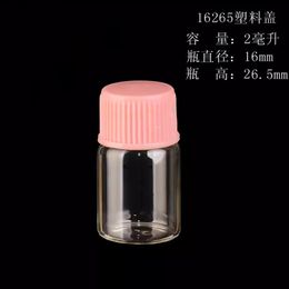 1000pcs 2ml Clear Mini Glass Bottles With Screw Plastic Pink Cap Empty Glass Bottle Wishing Bottle DIY Decoration