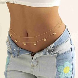 Waist Chain Belts Girl Charm Sexy Butterfly Belly Chains For Women Silver Gold Colour Metal Beach Seasides Link Chains Waist Body Jewellery Accessory d240430