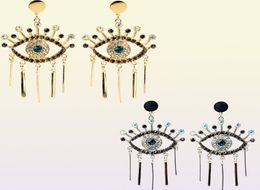 New Fashion exaggerated famous brand designer Devil039s Eye Earrings Alloy Fringe with Diamond Blue Eye Stud Earrings2898827