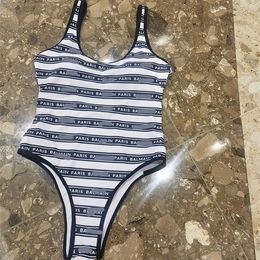 Women designers thickened the whole body letter logo printed one-piece swimsuit SMLXL.